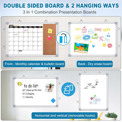 Weekly Planner Whiteboard, Weekly Dry Erase Board for Wall 16" x 12", Double-Sided Weekly Calendar Whiteboard with Pen Tray & Hook, Hanging Writing Schedule Board for Home, School, Office