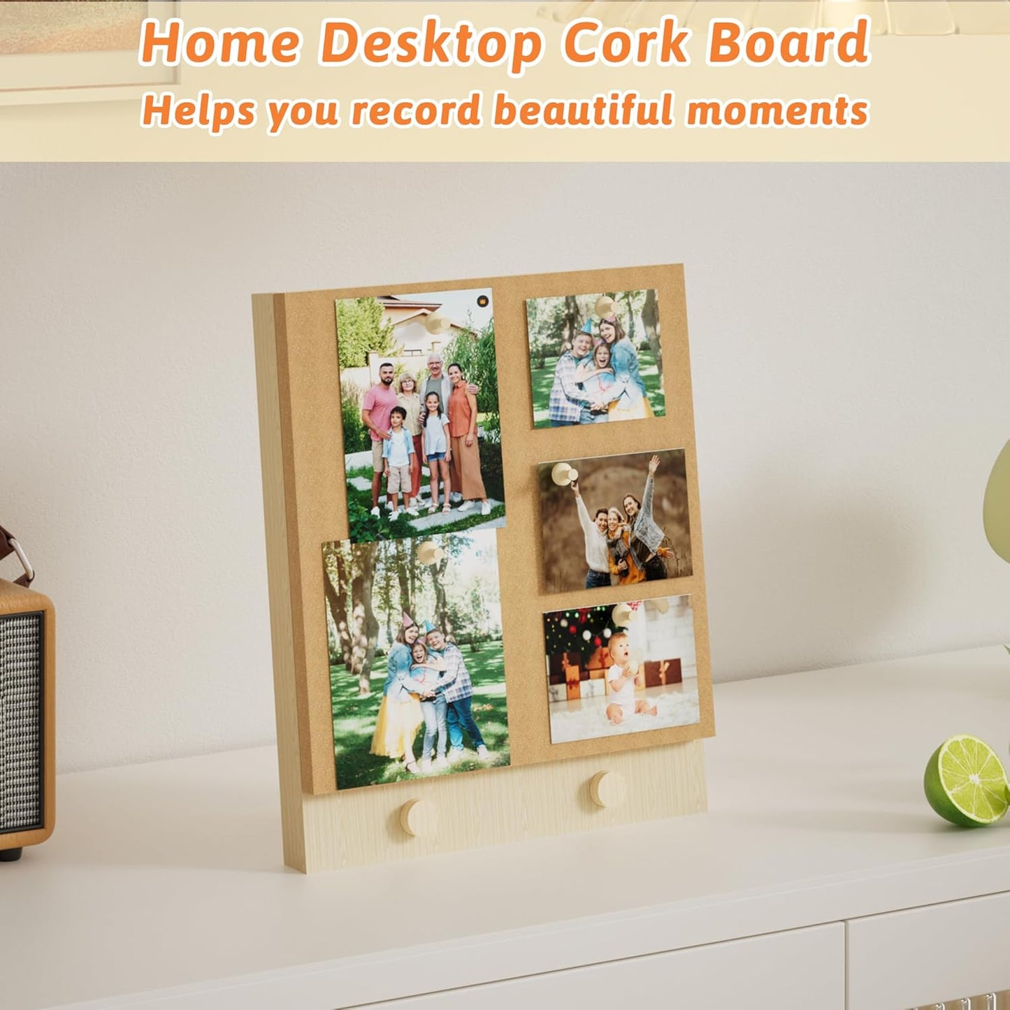 Trycooling Bulletin Board/Cork Board on The Desktop-Small Mini Hanging Tack Message Memo Picture Board for Home Office School