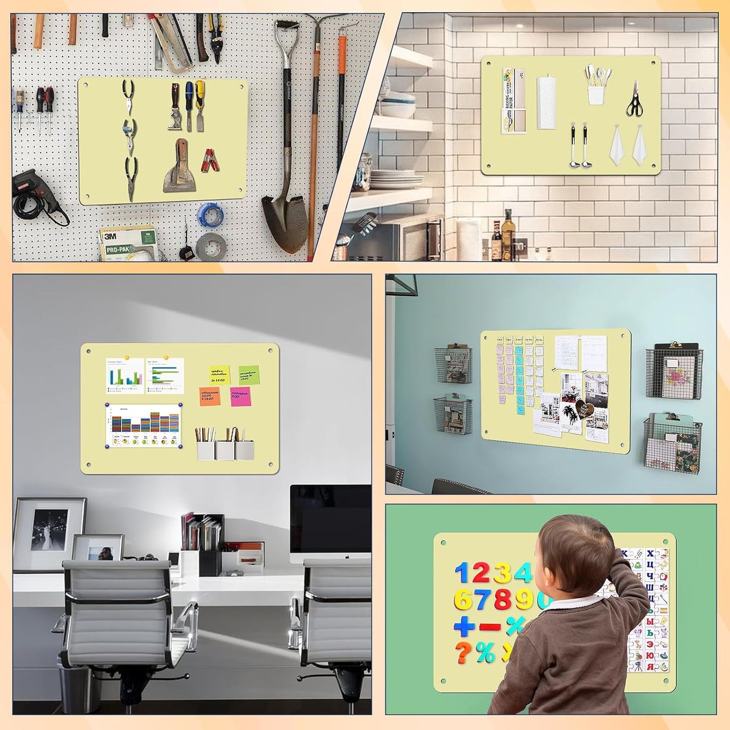 2Pack Magnetic Board 17.5" x 11.4" Magnet Bulletin Board is Suitable for displaying Notes, Photos,Magnetic Letters,Suitable for Walls, refrigerators, cabinets, etc