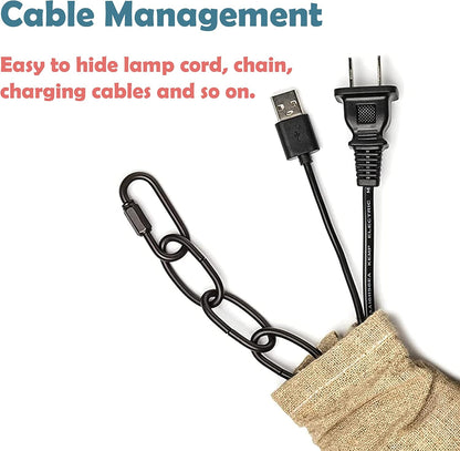Aspen Creative 15003-11, 4' Wheat Burlap Texture Fabric Cord & Chain Cover, Easy to Install for Lighting Fixture, Cable Management, Lamp Wire Cover