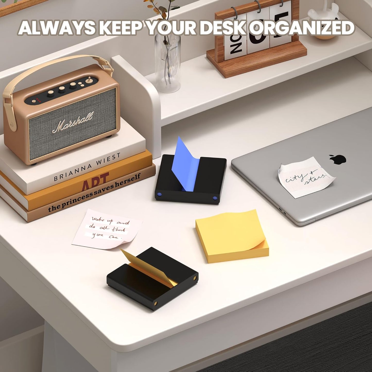 Sticky Note Dispenser, Magnetic Sticky Note Holder for Post It Notes, 3 x 3 Inch Sticky Note Organizer for Office Home Classroom, Black