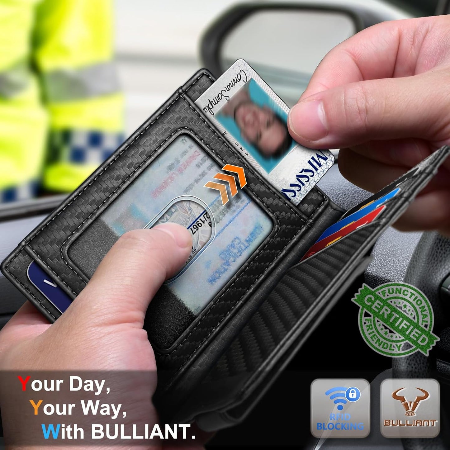 BULLIANT Men Airtag Wallet,Slim Wallet Money Clip Card Holder Magnetic Closure 12 Cards in Front Pocket RFID Blocking