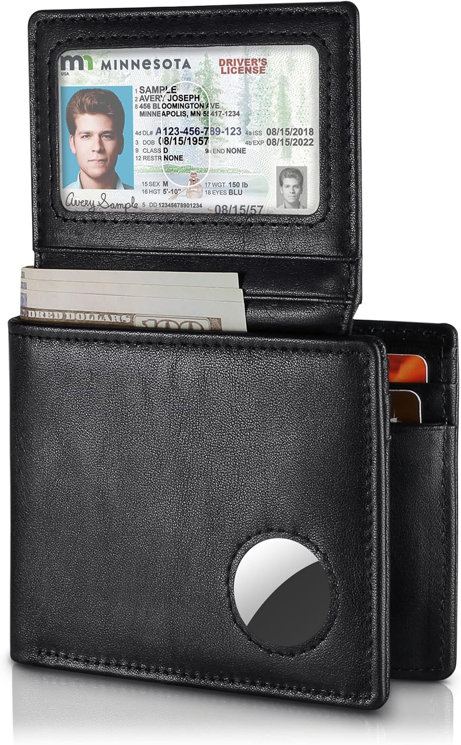 Mens Wallet With AirTag Holder, Bifold Leather RFID Blocking 1-2 ID Windows 12-13 Card Holders, Gift Box and Screen Protector Included, AirTag Not Included