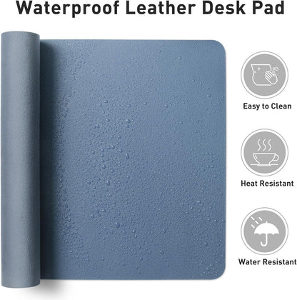 Aothia Leather Office Desk Pad Protector, Non-Slip PU Leather Desk Blotter, Waterproof Laptop Writing Mouse Pad for Office and Home, Black, 31.5" x 15.7" - Colors A