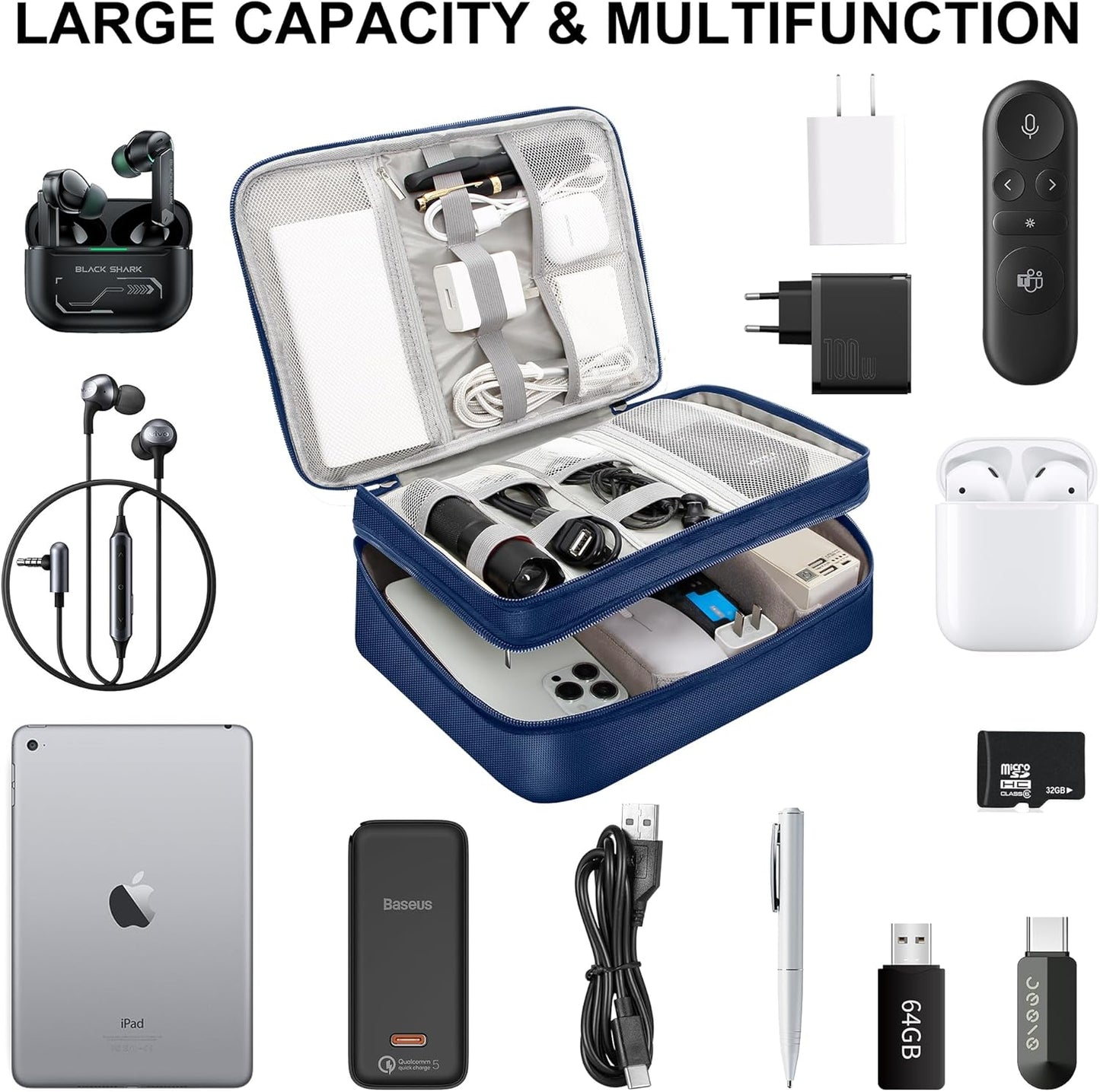CILLA Electronics Organizer Travel, Travel Cord Organizer Case, Compact Electronics Accessories Bag for Cable, Cord, Charger, Phone
