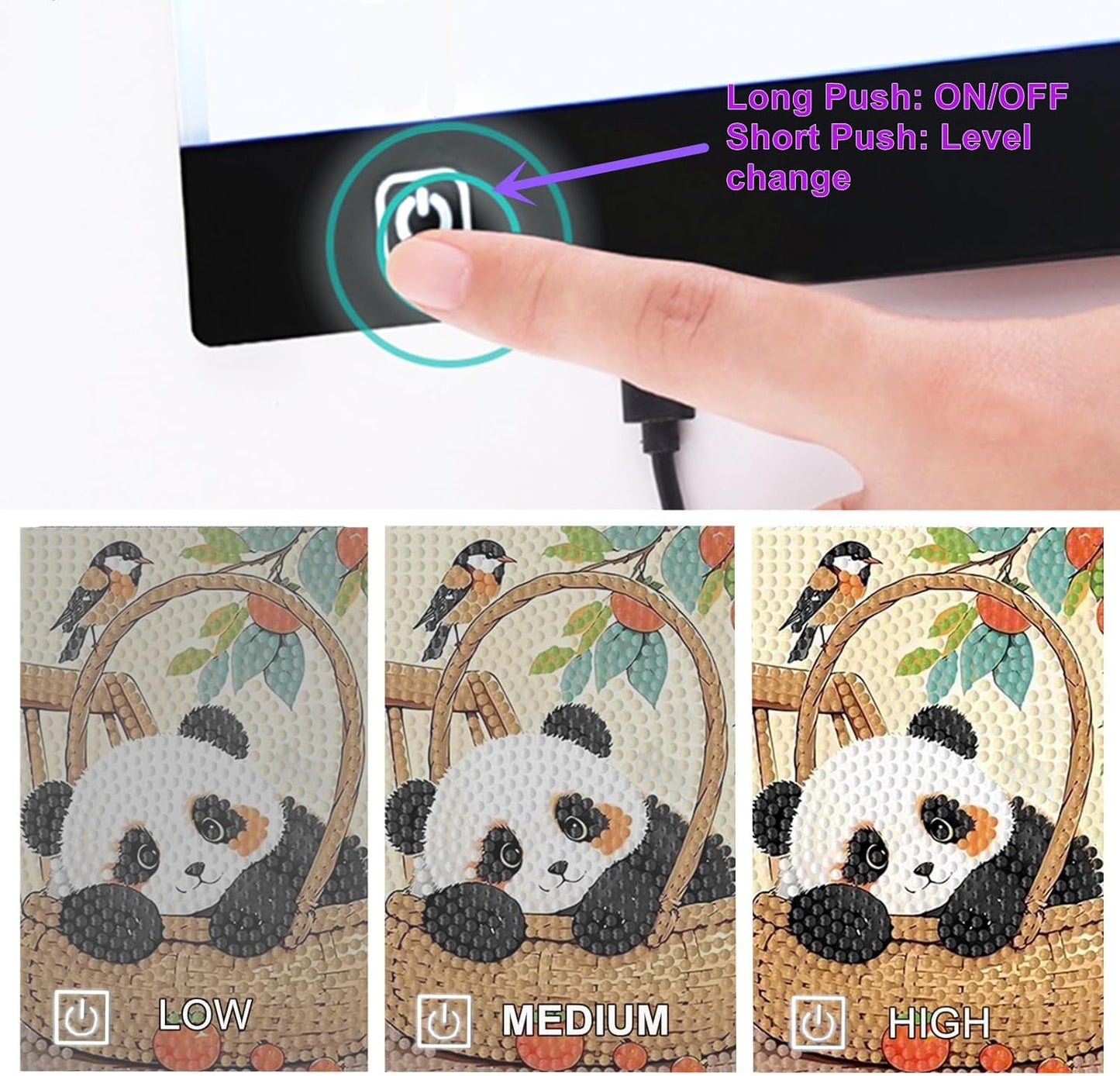 Large A2 LED Light Pad for Diamond Art Painting & Tracing, USB-Powered Light Board with 3 Brightness Levels - Includes Clips & Painting DIY Tools Kit