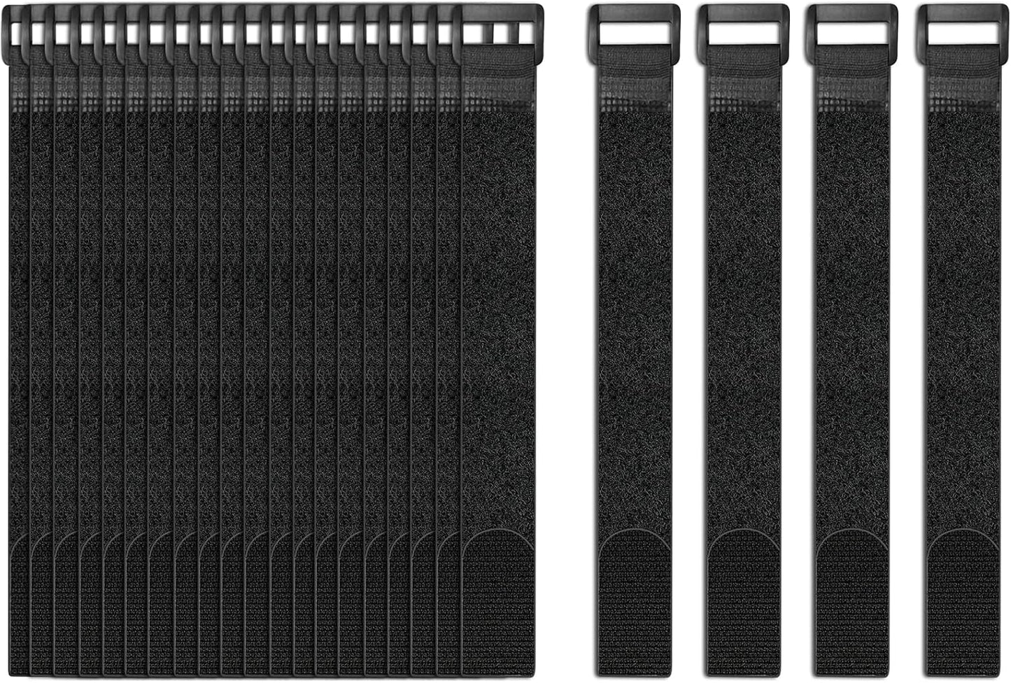 24 Pack Cable Straps Reusable Fastening Cinch Straps Wire Loop Ties(1" x 12"), Adjustable Hook And Loop Straps with Buckle Nylon Extend Securing Strap for Extension Cord Wrap, Cable, Hose Organization