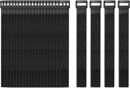 24 Pack Cable Straps Reusable Fastening Cinch Straps Wire Loop Ties(1" x 12"), Adjustable Hook And Loop Straps with Buckle Nylon Extend Securing Strap for Extension Cord Wrap, Cable, Hose Organization