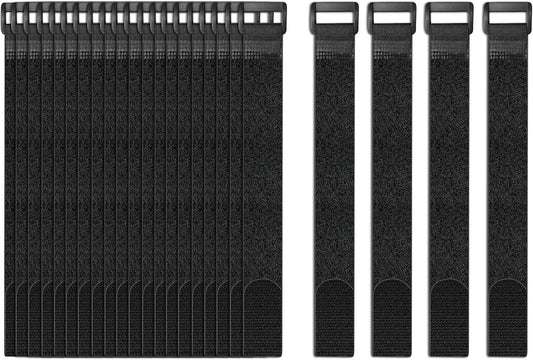 24 Pack Cable Straps Reusable Fastening Cinch Straps Wire Loop Ties(1" x 12"), Adjustable Hook And Loop Straps with Buckle Nylon Extend Securing Strap for Extension Cord Wrap, Cable, Hose Organization