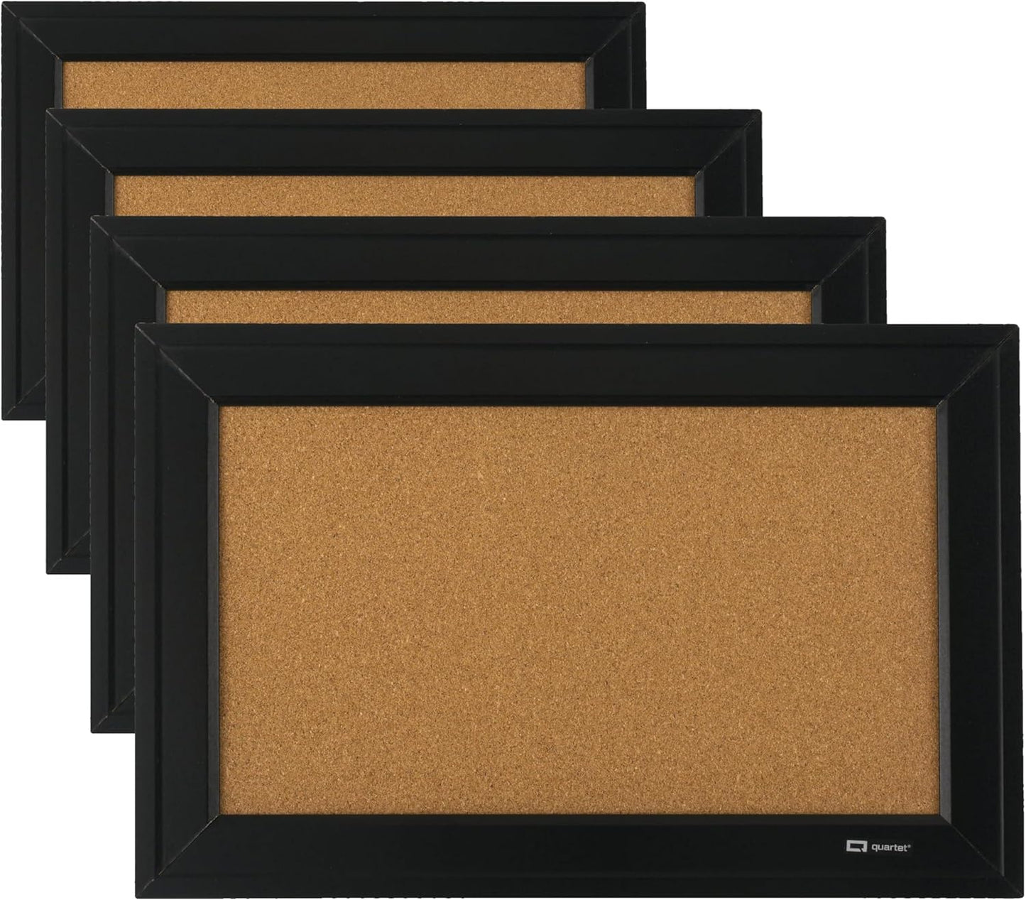 Quartet Cork Bulletin Board, Framed Corkboard, 11” x 17”, Black Frame, Message Board (79279)