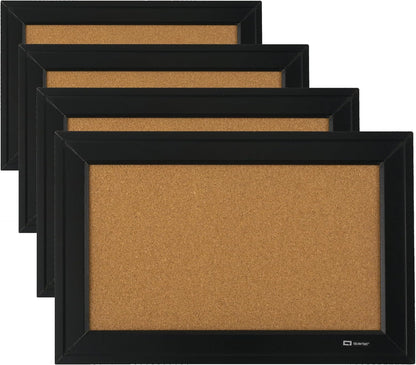 Quartet Cork Bulletin Board, Framed Corkboard, 11” x 17”, Black Frame, Message Board (79279)