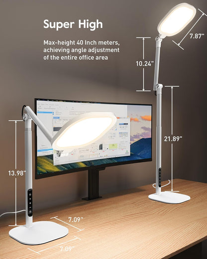 LitONES Led Desk Lamps for Home Office with Base, Tall Desk Lamp with 50 Light Modes & Memory and Timer Func Computer Light, Flexible Adjustable Table Lamps for Video Conference, Architect