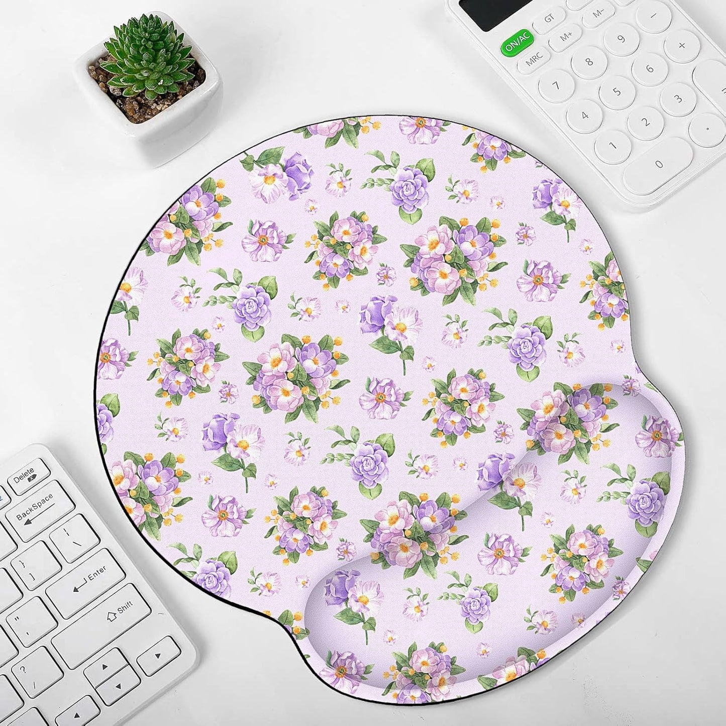 KONVINIT Ergonomic Mouse Pad with Wrist Rest, Small Mousepad with Non-Slip Rubber Base and Smooth Surface, Beach Mouse Pads for Desk, Office Desk Accessories