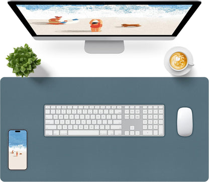 Bloss Leather Desk Pad and Keyboard Wrist Rest, Large Mouse Pad + Keyboard Pad+Mouse Wrist Support, Non-Slip Desk Mat Protector for Office, Home(31.5×15.7 Inches,Beige) - Colors A
