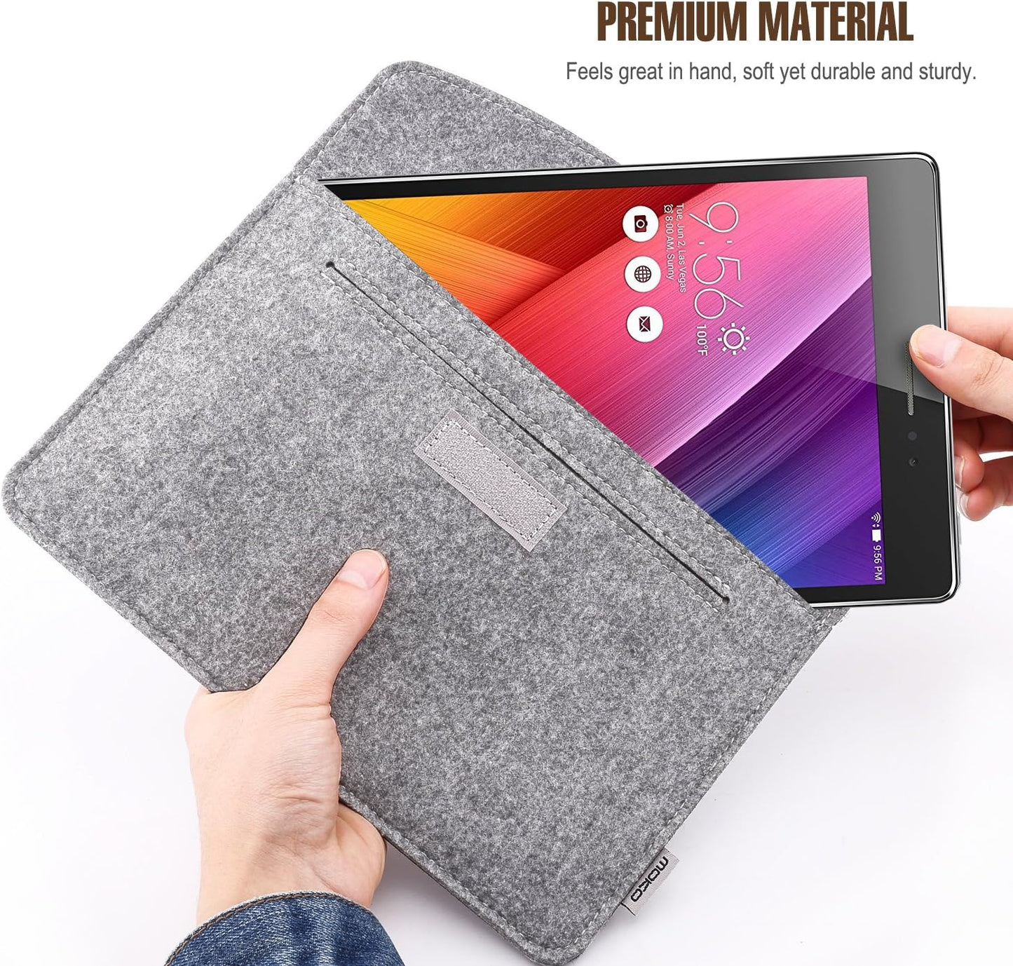 MoKo 9-11 Inch Felt Tablet Sleeve Bag Carrying Case Fits with New 11-inch iPad Air M2, New 11-inch iPad Pro M4, iPad 10th Gen 10.9, iPad 9/8/7th 10.2, iPad Air 5/4th 10.9, iPad 9.7 - Dark Gray