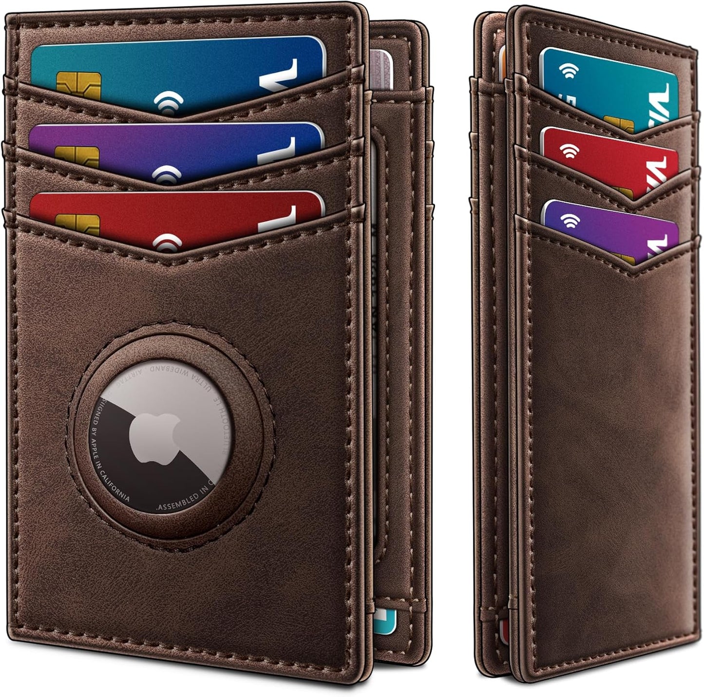 miyozi Airtag Slim Leather Wallet for Men - 12-Card Capacity, Magnetic Closure, Money Clip & Simplified Bill Compartment, RFID Blocking (4.3" x 3.0") | Gift Boxed