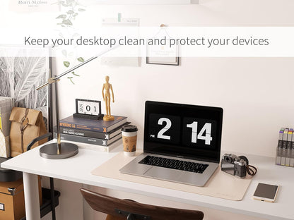 RENMTURE Dual-Sided Mouse Pad, Natural Cork & PU Leather Large Desk Pad for Office and Home Work, Desk Protector Non-Slip, Waterproof, Easy Clean (Olive Green, 32"x16")