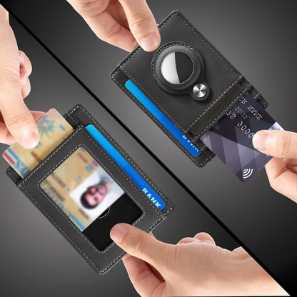 Slim Minimalist Front Pocket Air Tag Wallet, RFID Blocking Card Holder Wallet with Airtag Holder