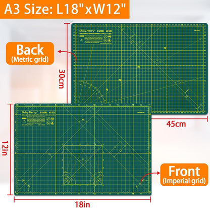 Self Healing Cutting Mat A3 12"x18" – Double Sided 5-Ply Craft Mat for Sewing, Quilting, Fabric, Scrapbooking – Pink/Purple