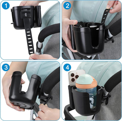 Accmor Stroller Cup Holder, Universal Cup Holder for Uppababy Nuna Doona Strollers, Bottle Drinks Holder for Wheelchair, Walker, Bike, Scooter