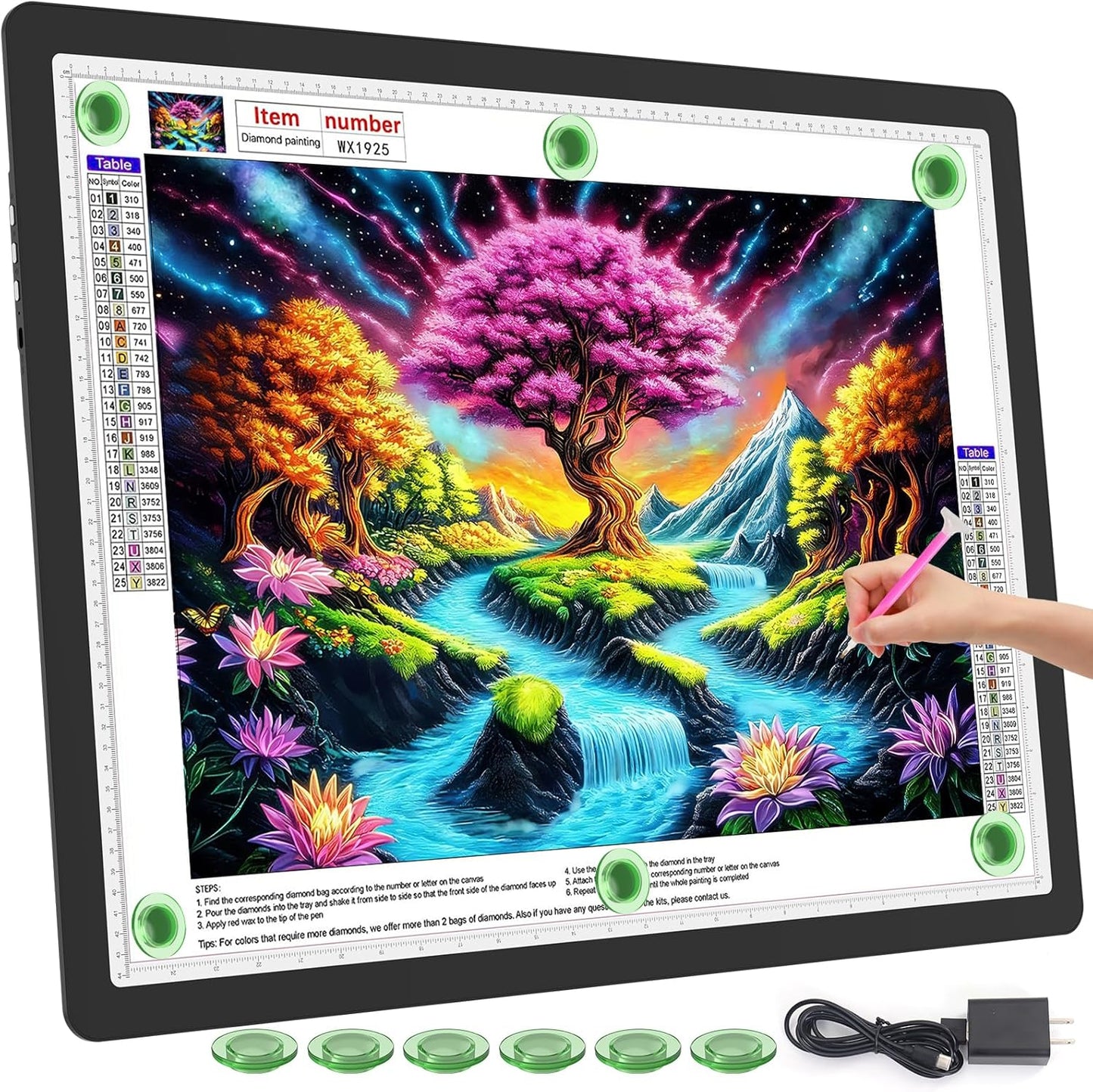 TOHETO Rechargeable A2 Light Pad for Diamond Painting 25.2''x18.4'', Magnetic Diamond Art Light Board, Wireless Lightbox for Tracing and Drawing, Cordless LED Light Table for Sketching, Weeding Vinyl