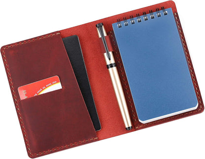 Leather Cover Compatible With Rite in the Rain Top Spiral Notebooks, Handmade Top Bound Notebook Cover For 3" x 5" Writing Pad Holder, Mini Pocket Notepad Holder - COFFEE