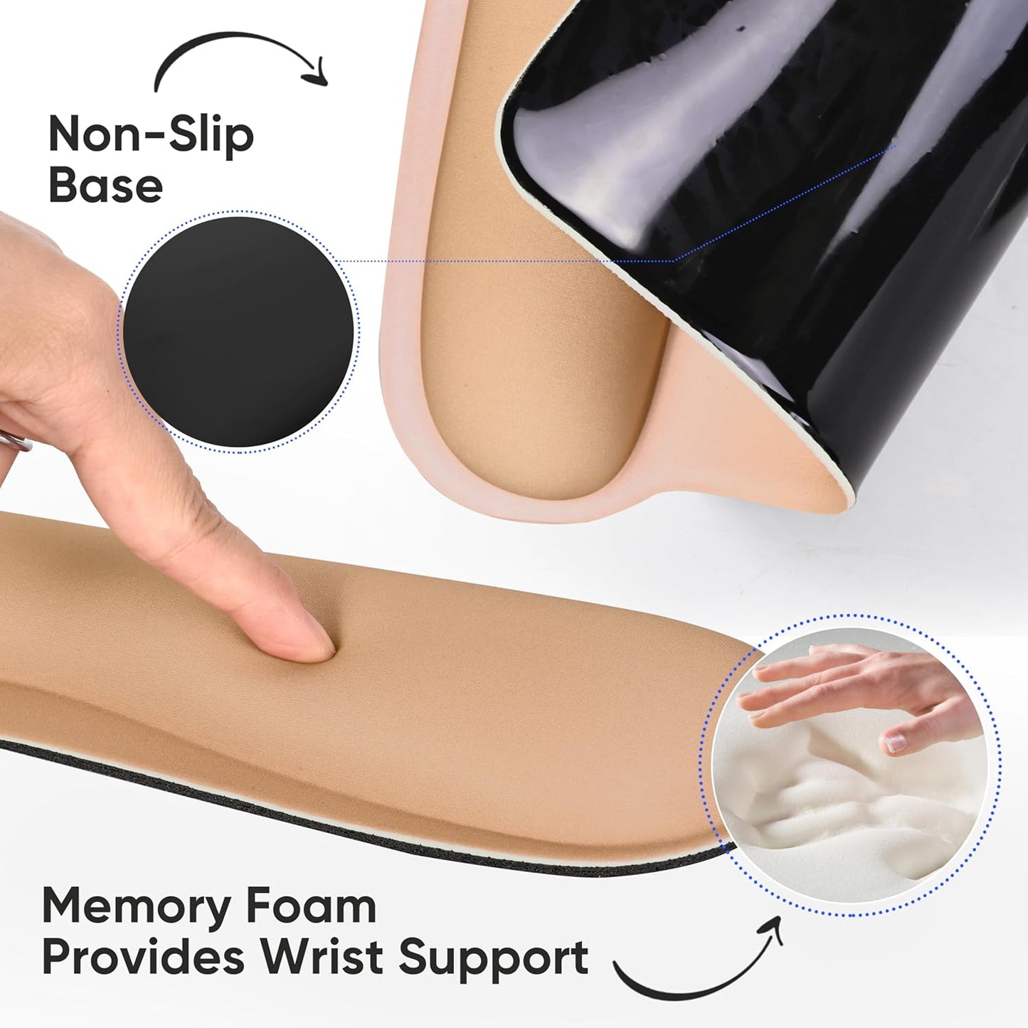 RICHEN Keyboard Wrist Rest Pad and Mouse Wrist Rest Support Mouse Pad Set,Sturdy & Comfortable & Lightweight for Easy Typing & Pain Relief-Ergonomic Support (Brown)