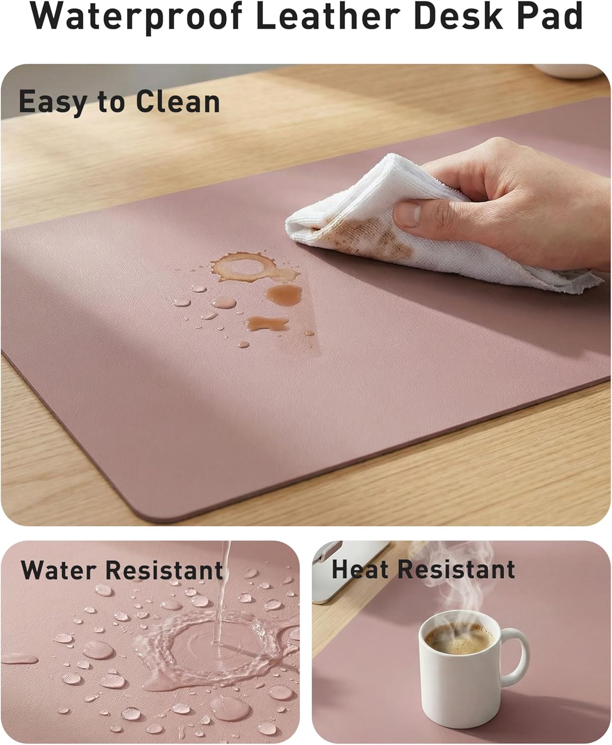 Aothia Leather Desk Pad Protector, Mouse Pad, Office Desk Mat, Non-Slip PU Leather Desk Blotter, Laptop Desk Pad, Waterproof Desk Writing Pad for Office and Home (Brown,23.6" x 13.7") - Colors A