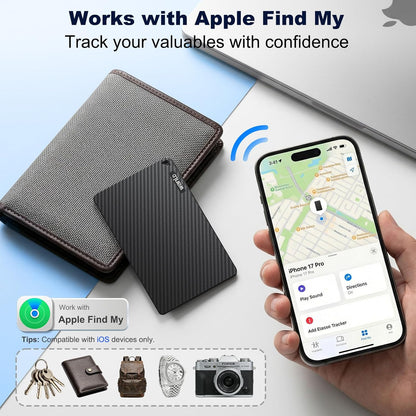 [Apple MFi Certified] Wallet Tracker Card for Apple Find My, 5+ Year Battery, iOS Only Bluetooth Item Finder, Ultra-Slim Smart Card Tracker for Wallet, Passport, Luggage, Purse & Backpack