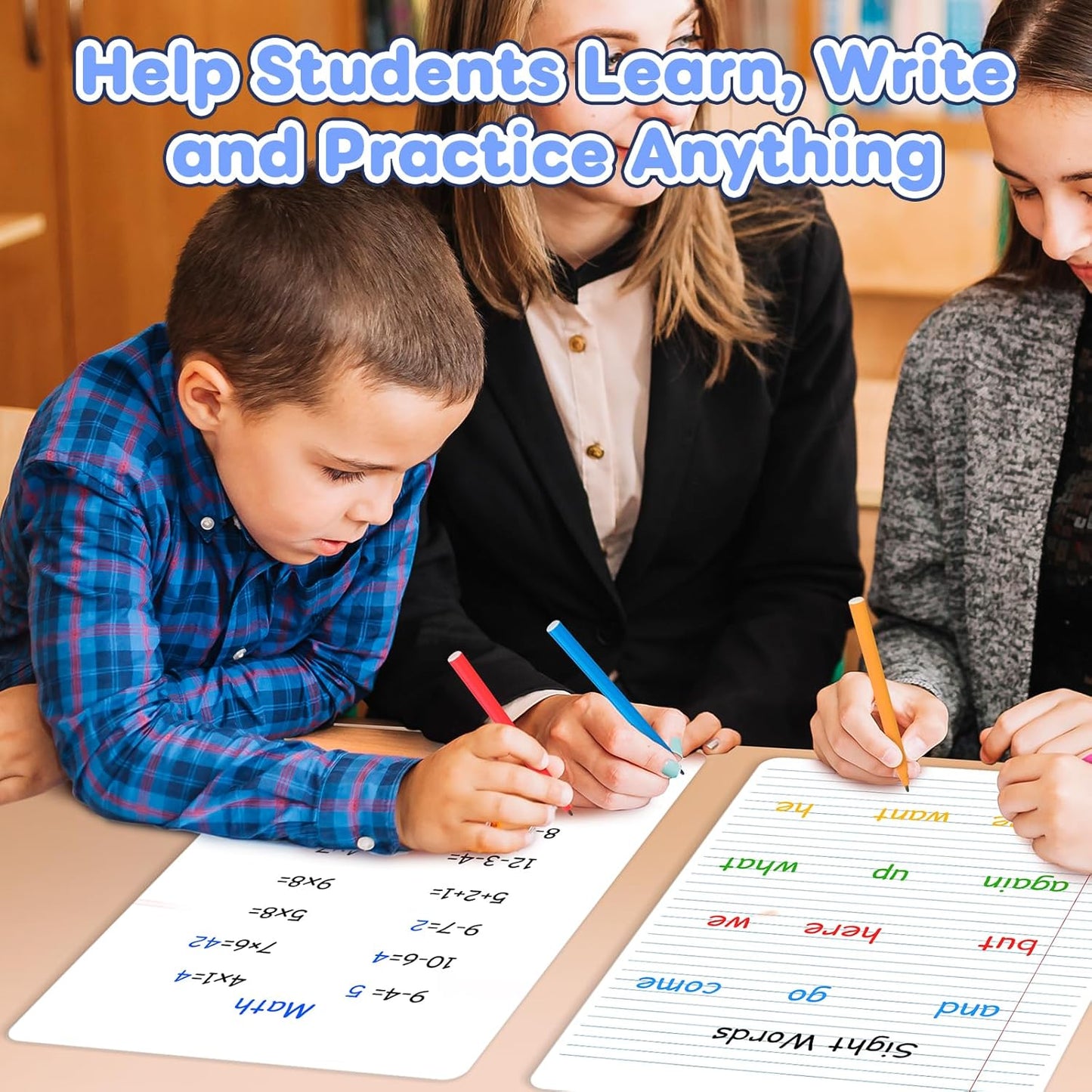 12 Packs Lined Paper College Ruled Whiteboard Paper, Dry Erase Notebook Sheets Reusable to Do List Small White Board with Lines for Students, Erasable Desk Notepad Teacher Classroom Supplies