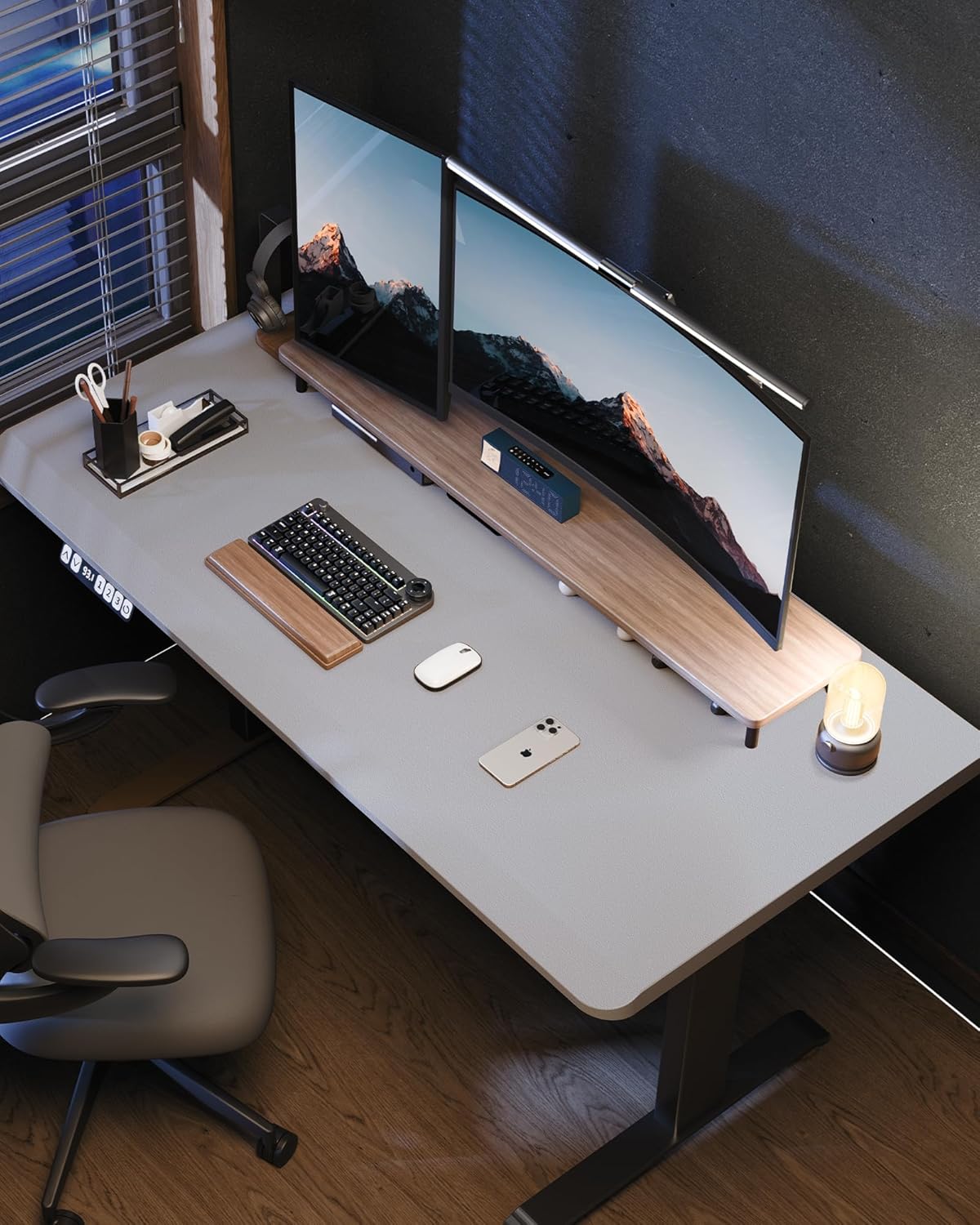 AFIING Desk Pad Protector 23.6" x 13.7" - Non-Slip Waterproof PU Leather Desk Mat for Mouse, Keyboard, Laptop, Office and Home Workspace (Beige)