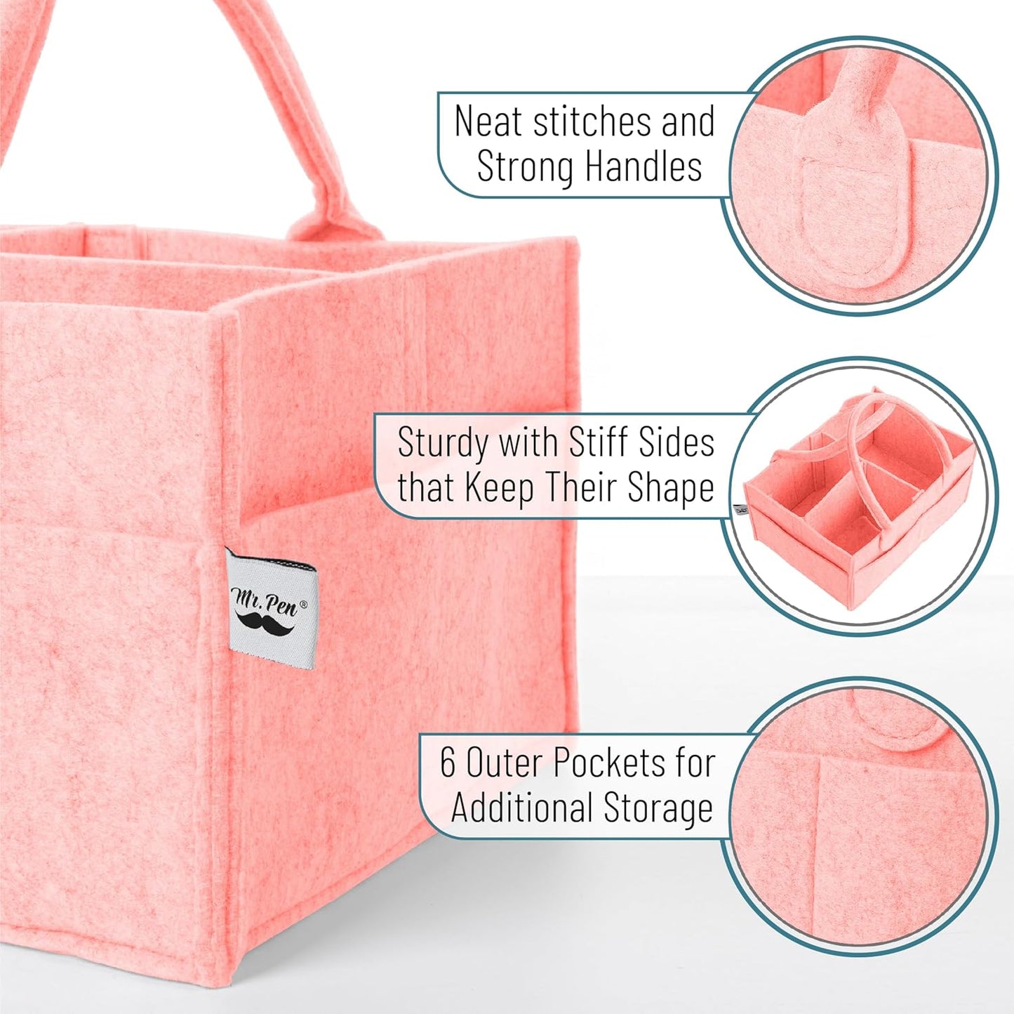 Mr. Pen- Baby Diaper Caddy Organizer, Gray, Medium, Nursery Storage Bin and Car Organizer for Diapers and Baby Wipes
