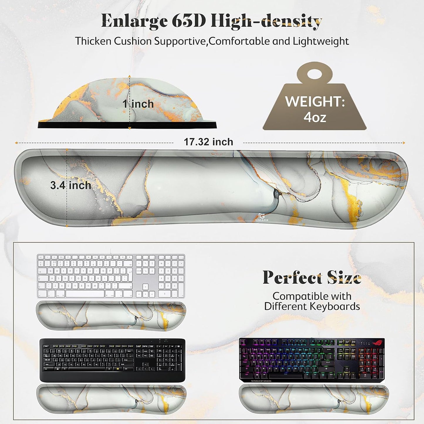 Gimars Upgrade Enlarge Silky and Superfine Fabric Gel Memory Foam Keyboard Wrist Rest Set, Ergonomic Keyboard Mouse Wrist Support for Typing Pain Relief, Comfort for Office, Gaming, Computer, Black