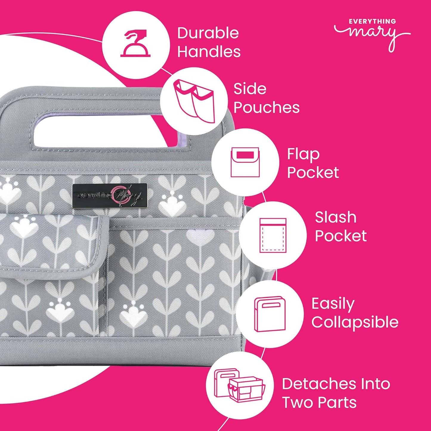 Everything Mary Craft Caddy, Tan Dot - Art Storage for Supplies & Crafts - Supply Organizers Tote for School Classroom, Office, and Home - Organization for Makeup & Nurses