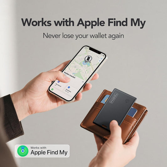 Wallet Tracker Card,Air-Tag Wallet Card,Find My Trarcking Card,Waterproof Design,Item Locator for Wallet,Keys, Luggage,Bags, Passport,Purse,120DB(iOS Only) (Black)