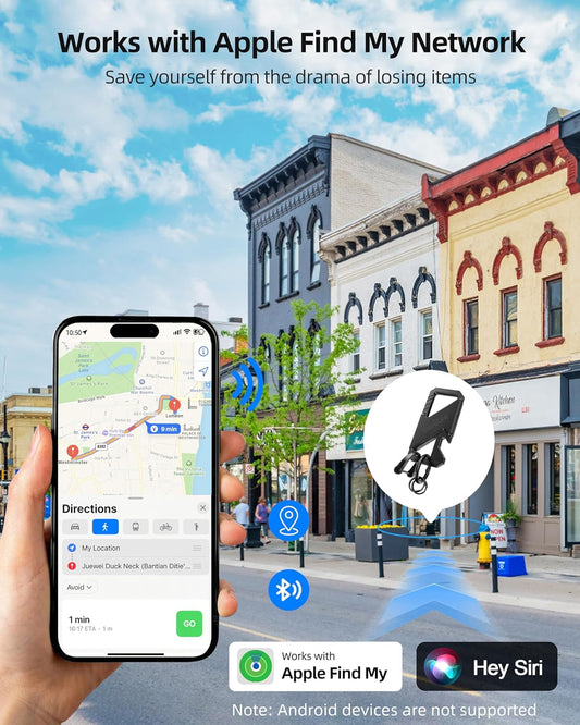 Keychain, Works with Apple Find My, Heavy Duty Keychain Bottle Opener, Carabiner Car Key Chains for Men & Women, Car Key Fob Holder, Anti-Lost Keys Tracker, Smart Keys Finder, Rechargeable, Black