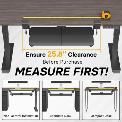 BONTEC KMT01 Under Desk Keyboard Tray, Pull-Out Keyboard & Mouse Platform with C-Clamp, 25.6 x 11.8 in Space-Saving Ergonomic Slide-Out Drawer, White