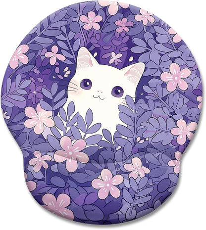 LIMKRIAN Cat Ergonomic Mouse Pad with Wrist Rest, Gaming Mouse Pad with Wrist Support, Funny Mouse Pads for Desk, Computer Mousepad with Non-Slip Pain Relief PU Base, Cute Office Desk Accessories