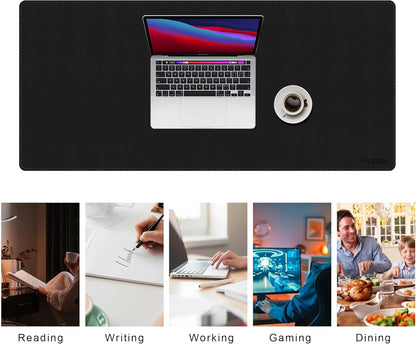 Mydours 40" x 20" Extra Large Desk Mat, PU Leather & Cork Desk Pad, Large XXL Desk Mouse Pad for Workstation, Office, Home, Computer Desk Mat with Keyboard & Mouse (Black)