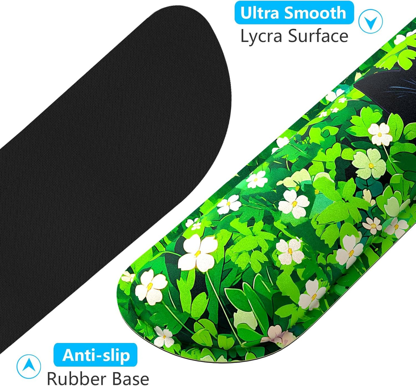 Dapesuom Enlarge Keyboard Wrist Rest, Memory Foam Wrist Cushion for Desk Mat Support, Cute Pain Relief Keyboard Mouse Pad Rests Set with Non-Slip Base for Gaming Laptop Office Computer, Elegant Flower