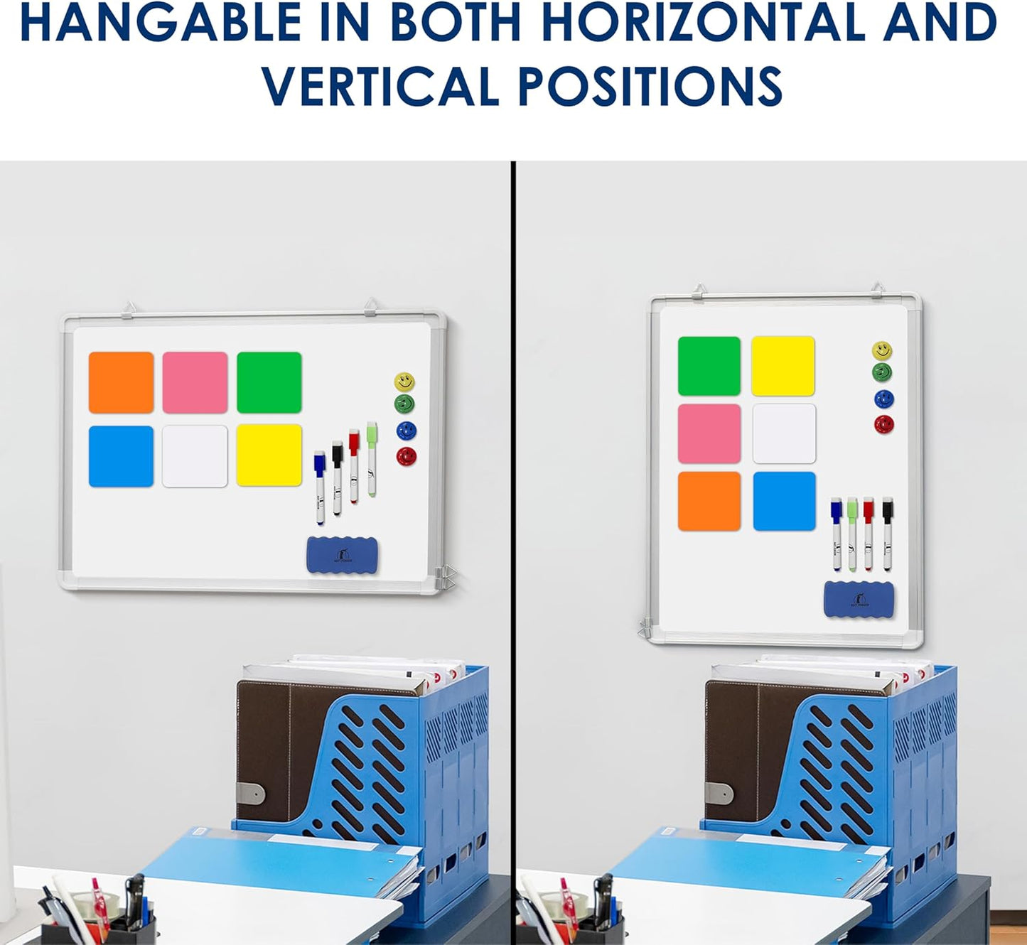 Whiteboard Set - Dry Erase Board 24 x 24 in with 1 Magnetic Eraser, 4 Dry Wipe Markers, 4 Magnets and 6 Magnetic Labels - Wall Hanging Reminder Kanban White Board for Home and Office (24x24 inch)