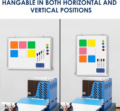 Whiteboard Set - Dry Erase Board 24 x 24 in with 1 Magnetic Eraser, 4 Dry Wipe Markers, 4 Magnets and 6 Magnetic Labels - Wall Hanging Reminder Kanban White Board for Home and Office (24x24 inch)