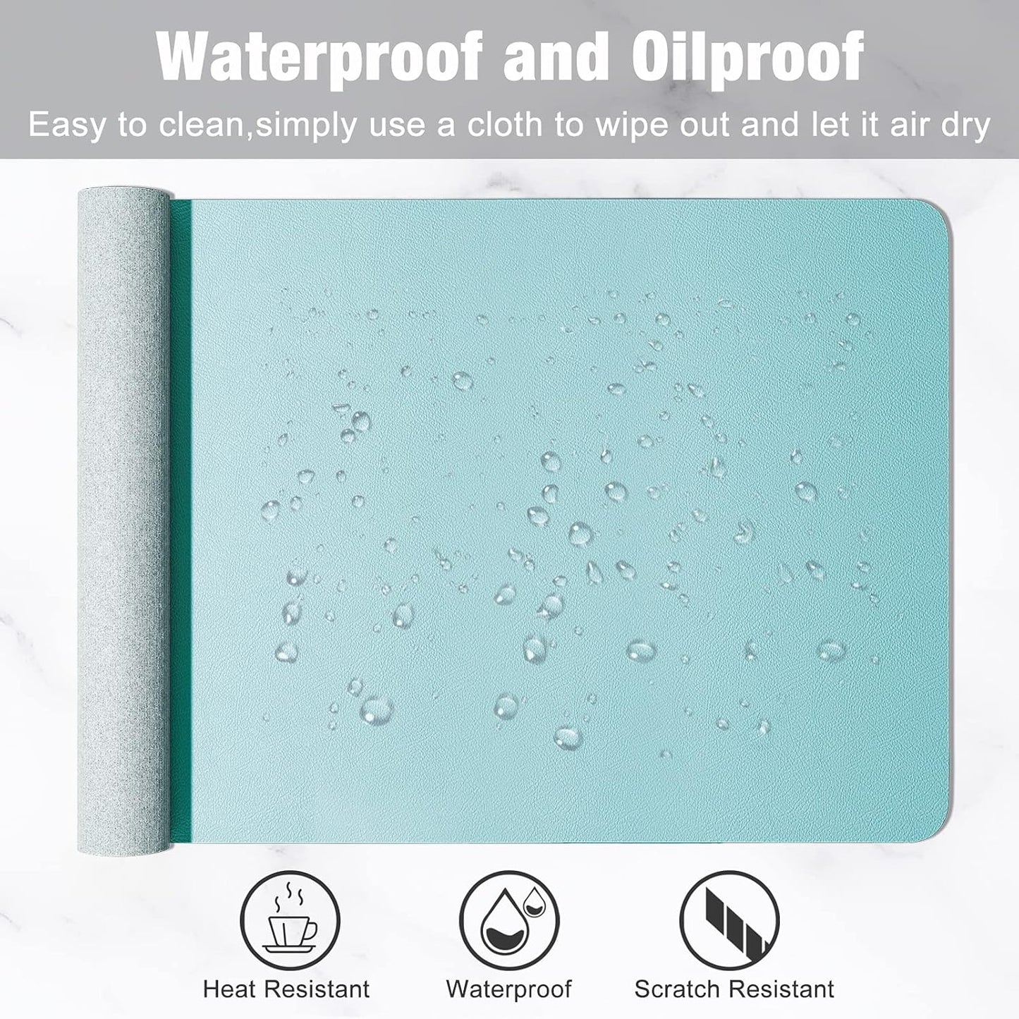 Hsurbtra Desk Pad, 23.6" x 13.8" PU Leather Desk Mat, M Extended Mouse Pad, Waterproof Desktop Blotter Protector, Non-Slip Ultra Thin Small Laptop Keyboard Writing Mat for Office Home, Pink