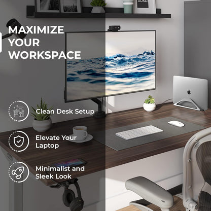 HumanCentric Vertical Laptop Stand for Desks in Matte Black, Upright Adjustable Holder to Dock Apple MacBook Stand, and Other Laptops to Organize Work & Home Office, Automatic Grip