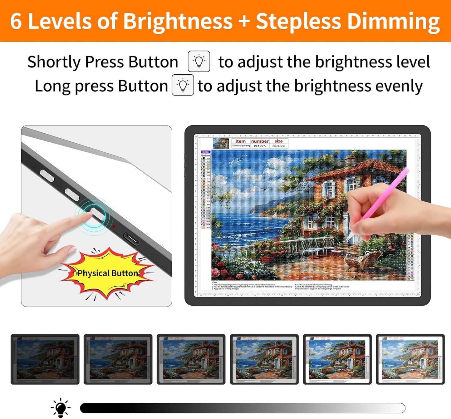 TOHETO Rechargeable A2 Light Pad for Diamond Painting 25.2''x18.4'', Magnetic Diamond Art Light Board, Wireless Lightbox for Tracing and Drawing, Cordless LED Light Table for Sketching, Weeding Vinyl