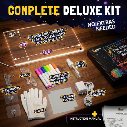 Nutty Toys Magic LED Drawing Board - 10 Light Up Modes - XL 16" Dry Erase Glow Note Doodle Pad - Pens, Adapter & Accessories incl., Top Birthday & Easter Gifts 2026 for Kids, Girls, Boys & Teens