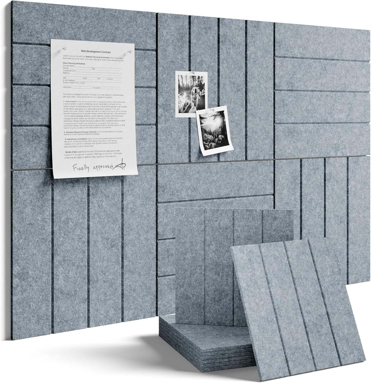 Fluxynara Large Felt Bulletin Board 48" x 36" Cork Board Alternative-12 Pack with 70 Safe Removable Adhesive Tabs, Cork Boards for Walls Cork Board for Home Office Classroom Pin Board (Oatmeal)