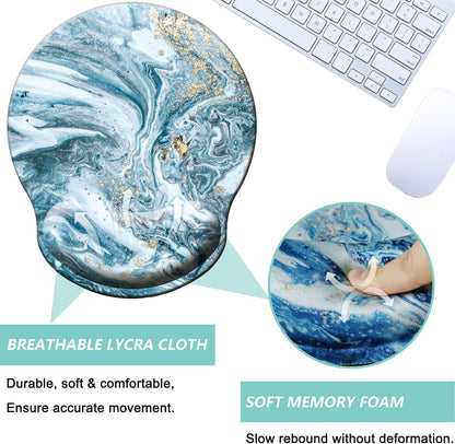 Mouse Pad with Wrist Support, Ergonomic Mouse Pad with Memory Foam Wrist Rest Cushion, Non-Slip Rubber Base Gaming Mice Pad for Home Office Computer Laptop, Flowers Grass