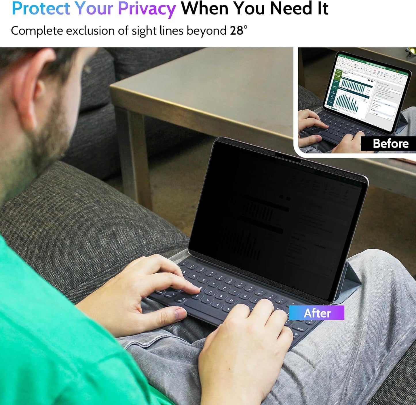 Peslv Magnetic Privacy Screen for Surface Laptop 6/5/4/3/2/1 13.5 Inch, Removable Anti Blue Light Glare Filter, Black Security Private Apy Block Protector