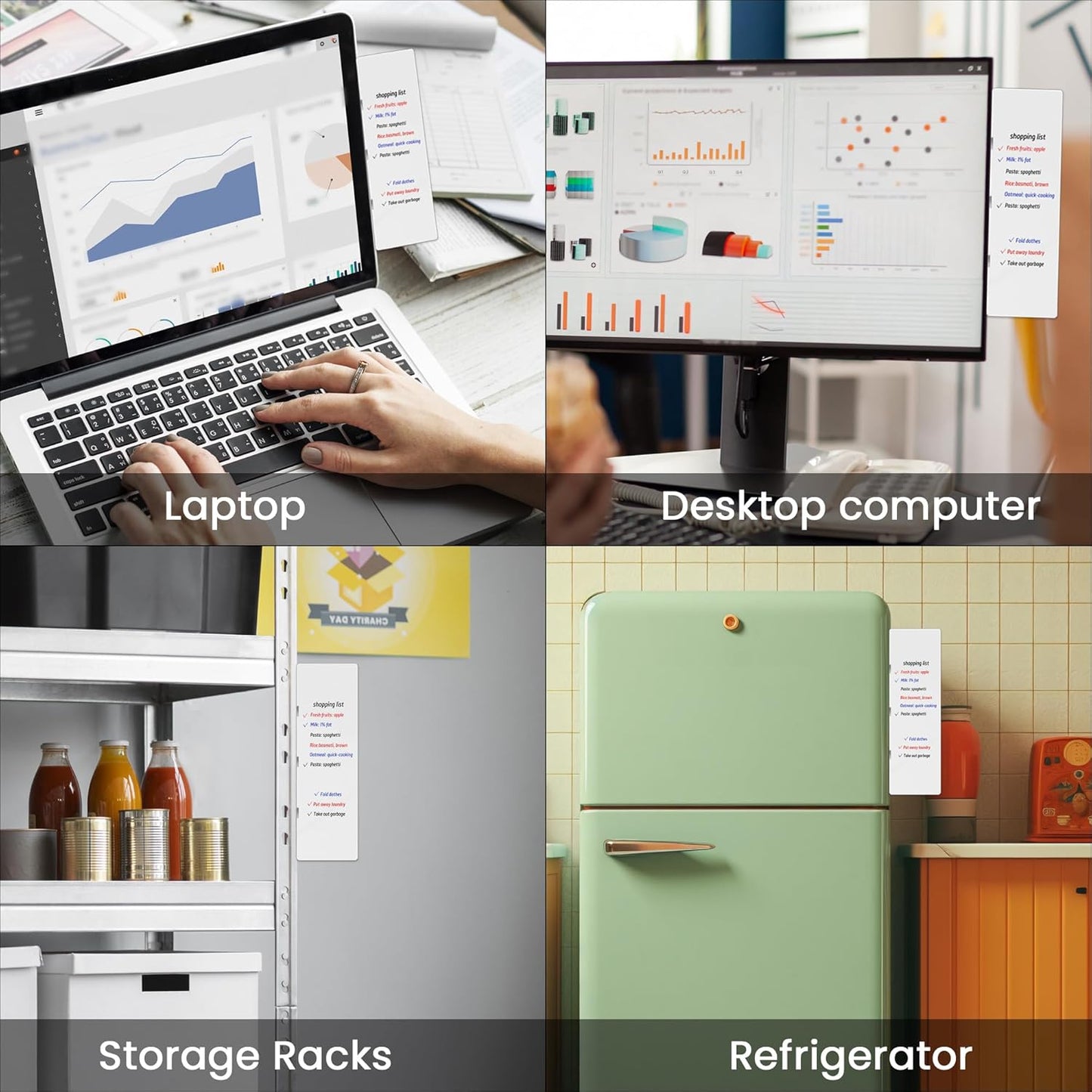 Magnetic Monitor Memo Board Set - Dry Erase Note Board for Computer Screens, Space Saving Includes 3 Markers & Eraser, Reusable to-Do List Organizer for Home Office & Kitchen (Whiteboard)
